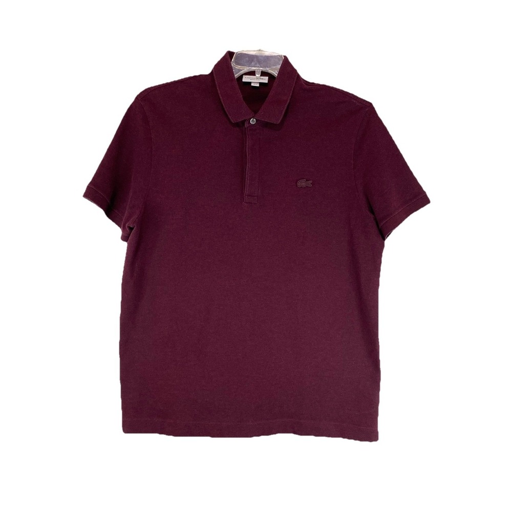 Lacoste Polo Shirt Men XL Burgundy Knit Golf Outdoor College Casual Preppy